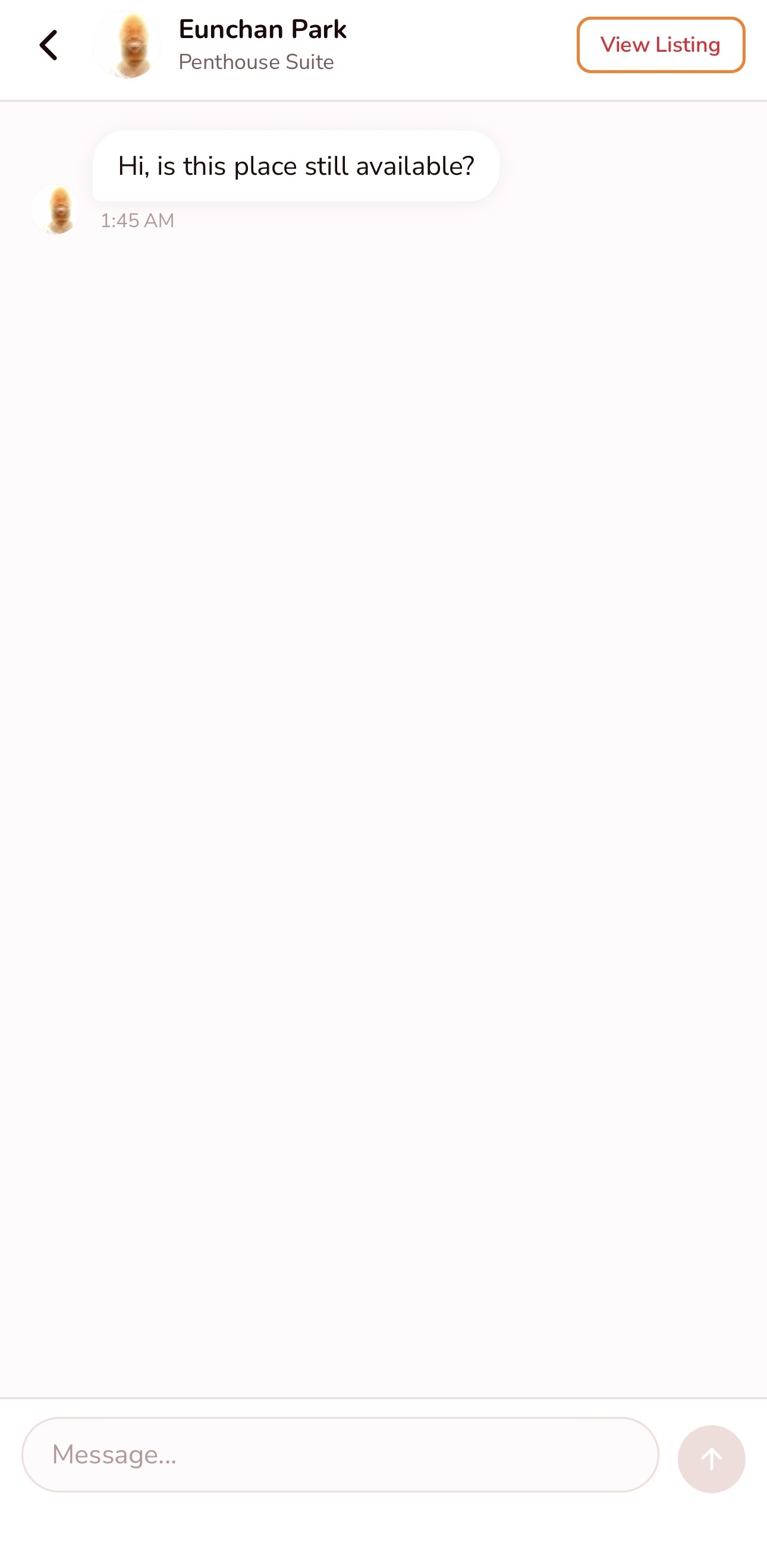 Real-time chat with landlord showing unit context