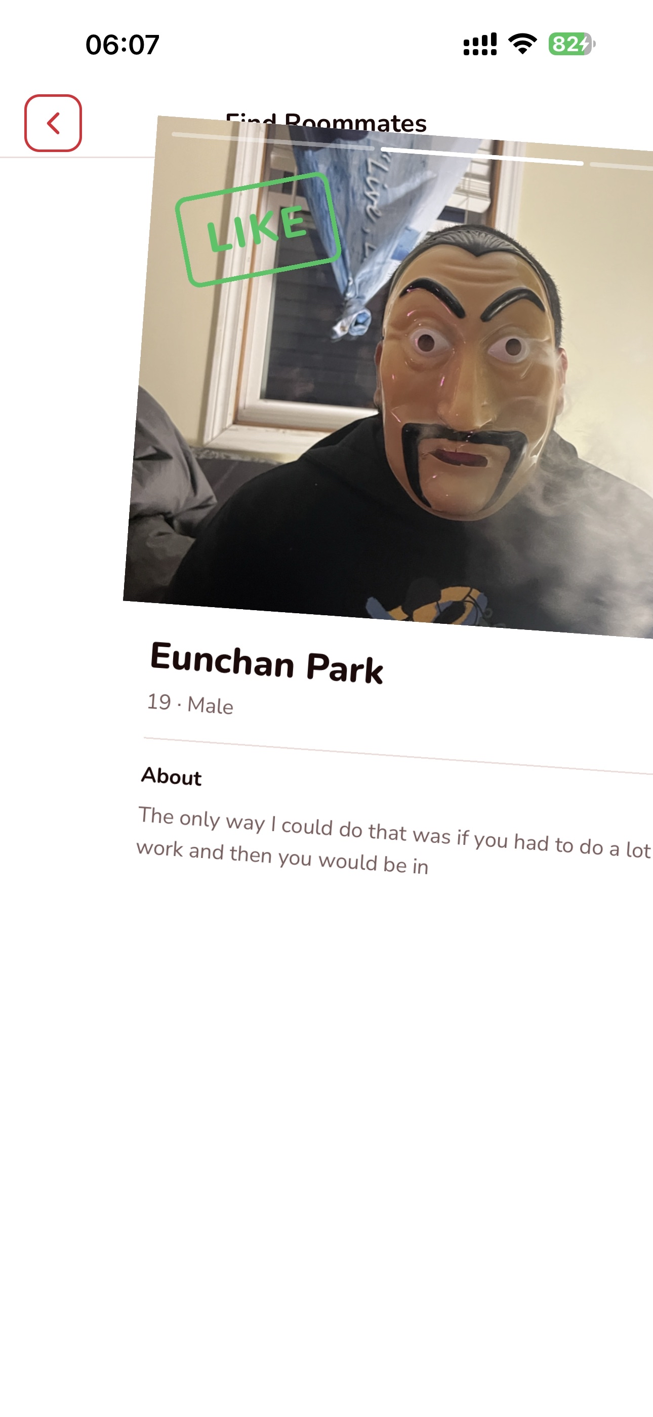 Liking a potential roommate