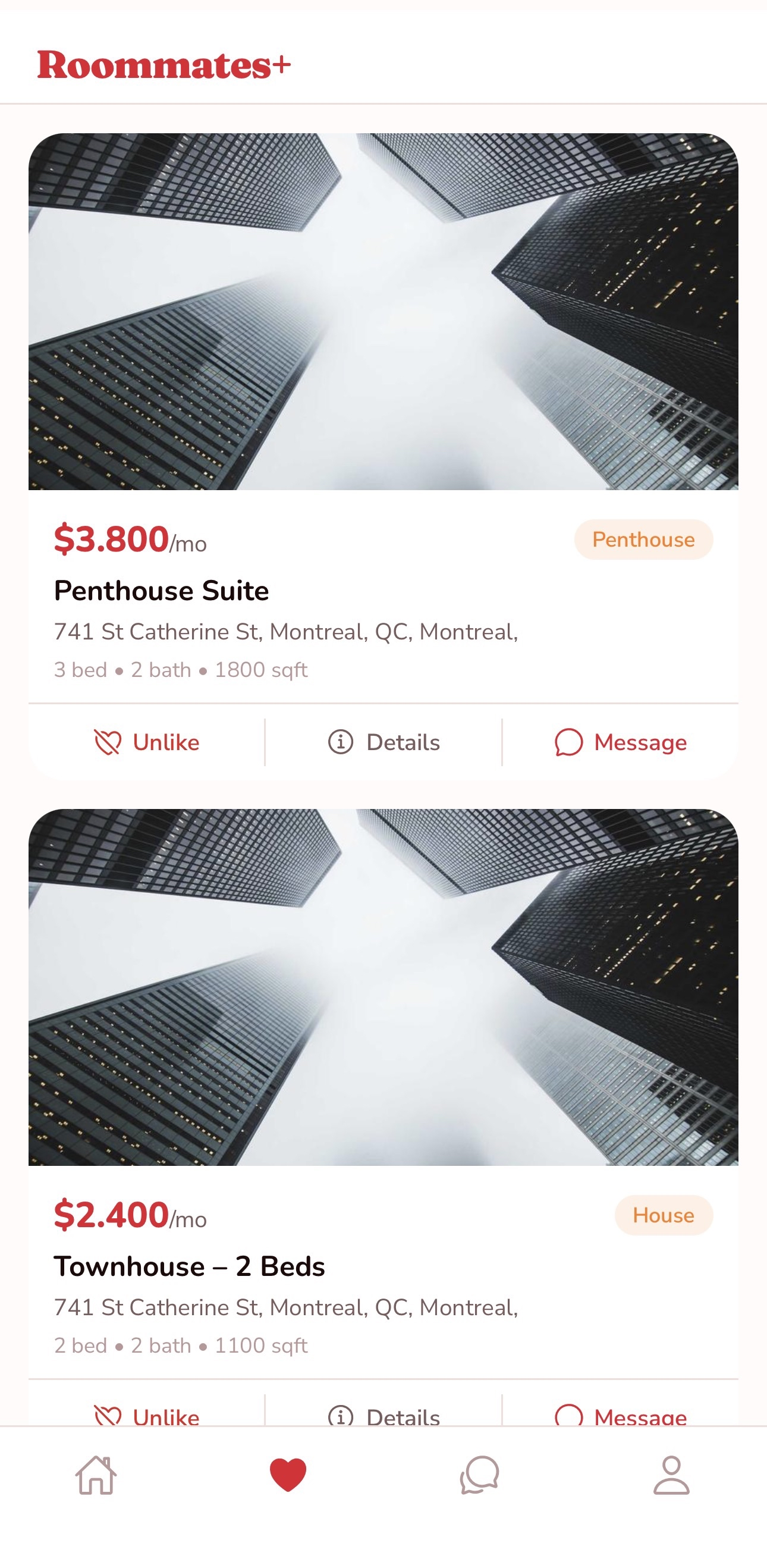 Saved units list for seeker
